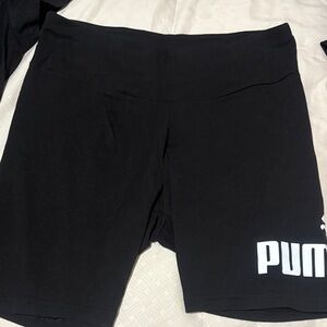 Puma Black Women's Performance Bike Shorts with White Logo